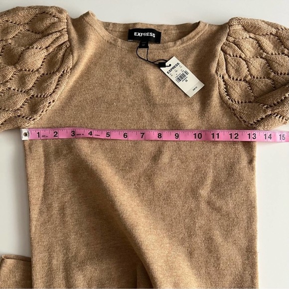NWT Express sweater dress with balloon sleeves, tan, xs - Picture 6 of 10